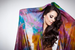 Véu Em Seda Pura Pintado à Mão - Colorido Mesclado - comprar online