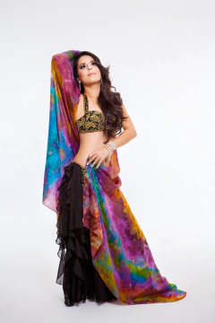 Véu Em Seda Pura Pintado à Mão - Colorido Mesclado - Tetessouto | Véus de Seda