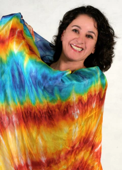 Véu Em Seda Pura Pintado à Mão - Arco-íris Horizontal Manchado - comprar online