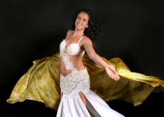 Véu Em Seda Pura Pintado à Mão - Dourado Mesclado na internet