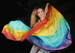 Véu Em Seda Pura Pintado à Mão - Arco-íris Horizontal na internet