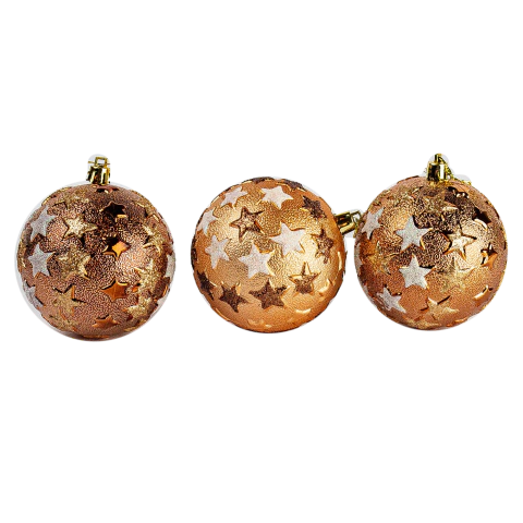 Set X3 Bolas Navideñas 8cm Diseño Estrellas Adorno - comprar online