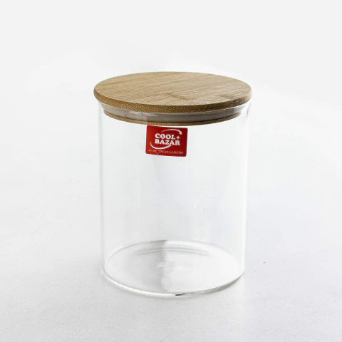 Frasco Hermetico de Vidrio Borosilicato y Tapa Bambu 800ml