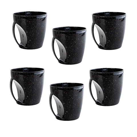 Taza Plástica Con Asa X6 Unidades Manhathan 450cc