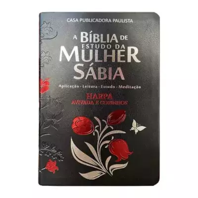 Biblia de Estudo da Mulher Sabia | ARC | Harpa Avivada | Capa Rosas Preta