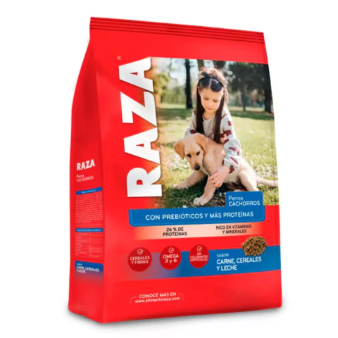 Alimento Raza Para Perros Cachorros Sabor Carne, Cereales y Leche