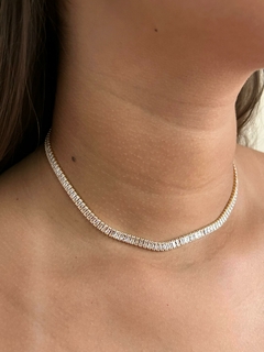 Choker Luxo Baguete- Banhado a Ouro 18k ( 30 cm + 10 extensor) na internet