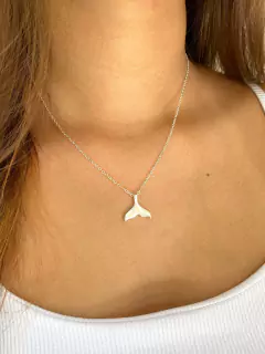 Colar Rabo de Sereia - Banhado a prata 45 cm 