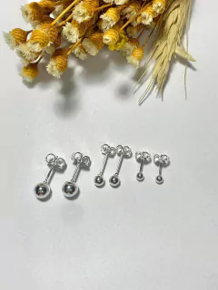 Trio Bolinha lisa - Banhado a Prata - comprar online