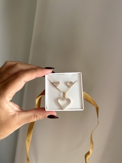 Conjunto Amor, Coração com zircônia Banhado a ouro 18k 45cm+ caixinha para presente. - comprar online