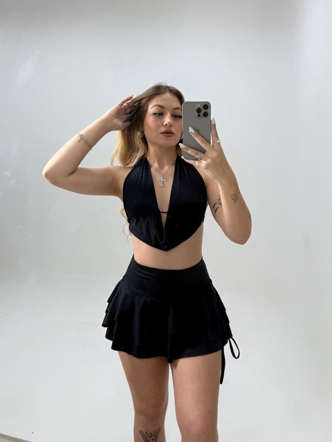 Shortinho saia rodado