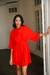 Vestido Corto Camisero Oversized Rojo - comprar online