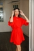 Vestido Corto Camisero Oversized Rojo en internet