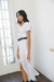 Vestido Largo Escote en V con Puntillas Blanco