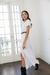 Vestido Largo Escote en V con Puntillas Blanco - Zlatna Tienda de Vestidos
