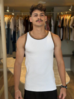 REGATA MASCULINA CALVIN KLEIN JEANS RIBANA FRISO BRANCA - comprar online
