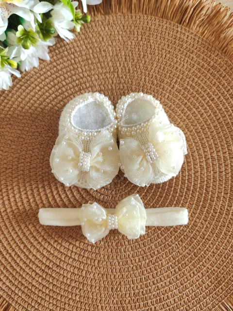 Kit Sapatinho + Faixinha - Offwhite - comprar online