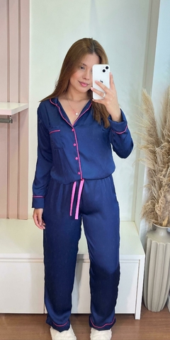 Azul marinho com pink cetim parys
