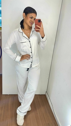 Branco perolado oncinha - PIJAMA CHIC
