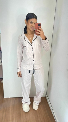 Branco listrado com rosa - comprar online