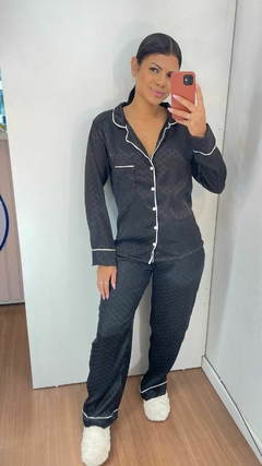 Preto florido perolado - PIJAMA CHIC