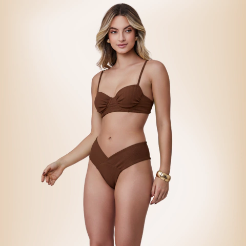 MEIA TAÇA DRAPEADO COM CALCINHA CÓS CRUZADO CANELADO - comprar online