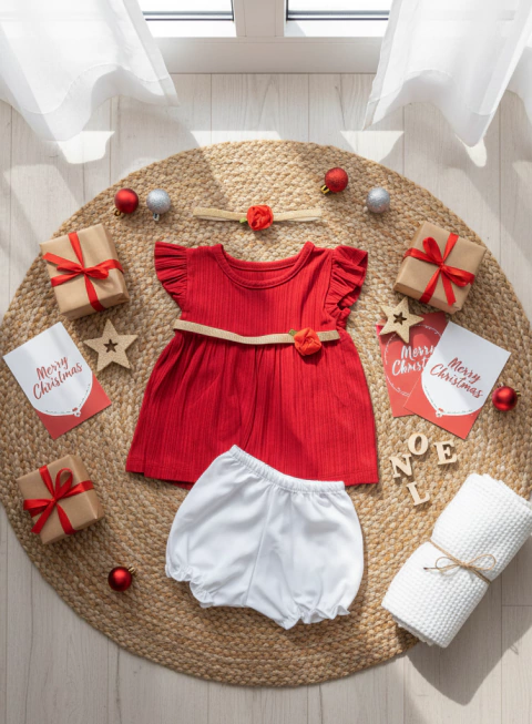 Curva surtida- Conjunto 3 piezas vestido rojo beba - comprar online