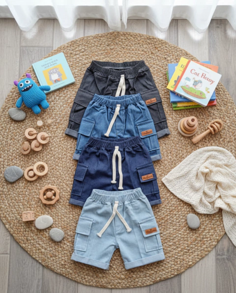 Short bengalina bebe tipo jean cargo - comprar online