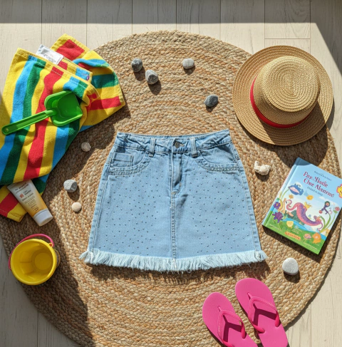 Short pollera strass jean niña - comprar online