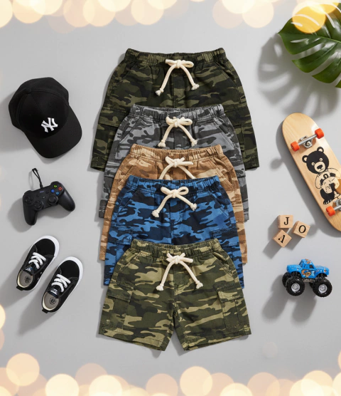 Short cargo camuflado gabardina bebe - comprar online