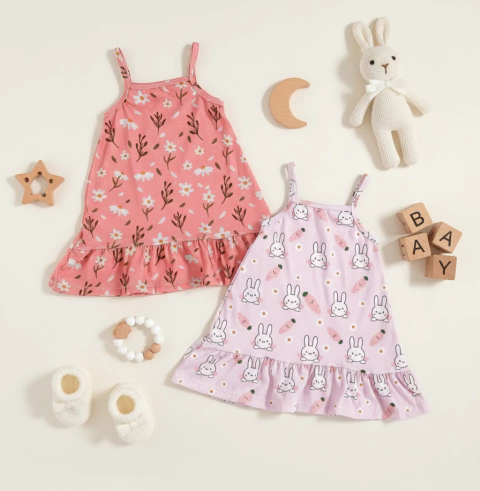 Vestido estampado jersey con volados beba premium - comprar online