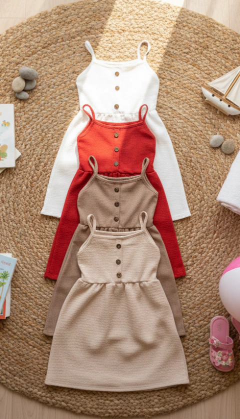 Curva surtida- Vestido hawai bruselas boton niña - comprar online