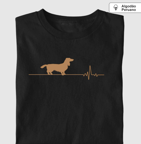 Eletro Dachshund Peludo - Camiseta Algodão Peruano