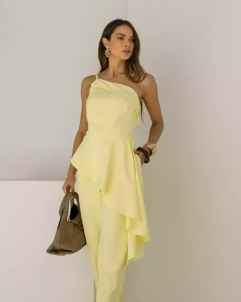 BLUSA ALF UM OMBRO E PEPLUM ASSIMETRICO KARMANI