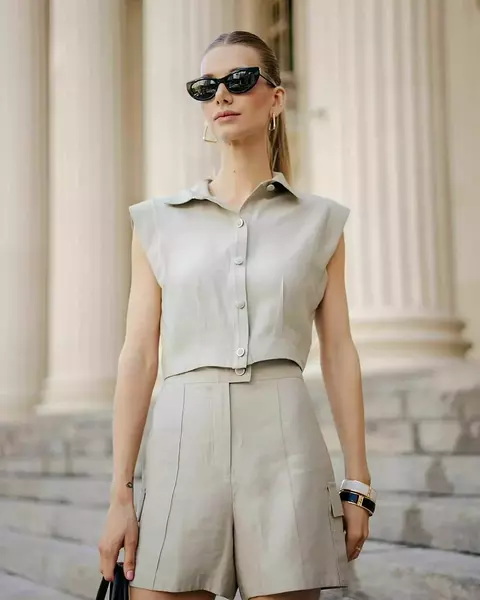 CROPPED TWILL C/DET PREGA KARMANI - comprar online