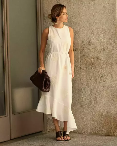 VESTIDO TWILL BORD. C/ CINTINHO KARMANI - comprar online