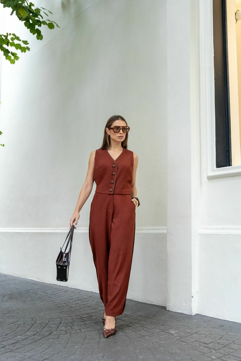 CALCA TWILL C/VIVO COURO KARMANI - comprar online