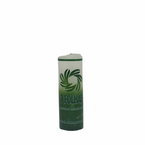 Vela de 7 dias Branca e Verde 250g – visão frontal do produto.