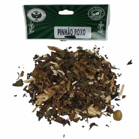 Pinhão Roxo erva seca para banhos de descarrego e proteção espiritual – Loja 7 Folhas