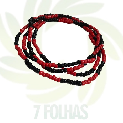 Guia Fio de Conta Preto e Vermelho - Exu e Pombagira - Sem Firma - Miçanga Leitosa