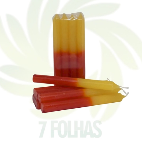 Maço de vela amarela e vermelha 18cm com 8 unidades, marca 7 Folhas para  alegria e proteção espiritual
