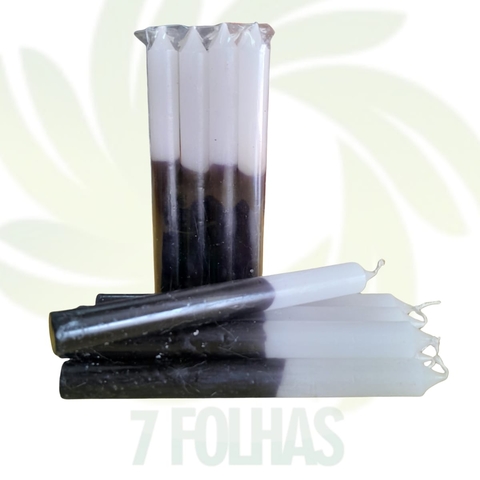 Maço de Vela Branca e Preta 18cm com 8 velas embaladas marca 7 Folhas.