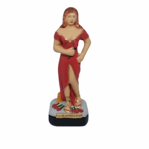 Imagem frontal da estátua de Pombagira 7 Rosas em gesso 20 cm, símbolo de amor elevado e beleza espiritual – Loja 7 Folhas.