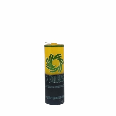 Vela de 7 dias amarela e preta 250g 7 Folhas para prosperidade e proteção