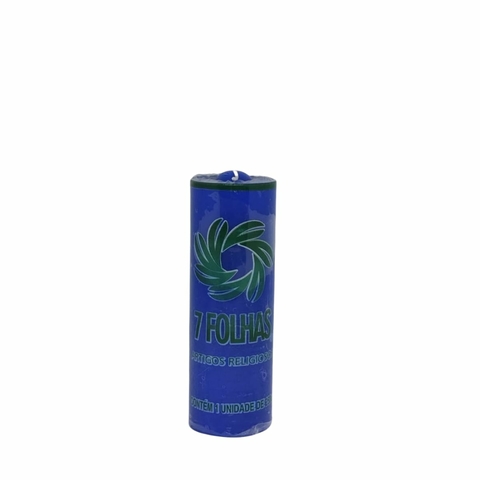 Vela de 7 dias azul escuro 250g 7 Folhas para proteção e intuição espiritual