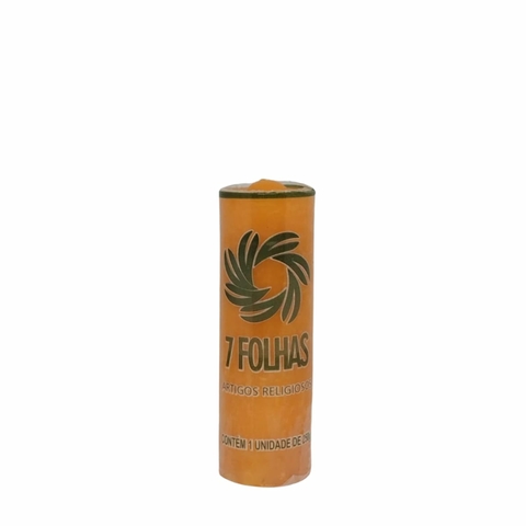 Vela de 7 dias Laranja 250g – visão frontal do produto.
