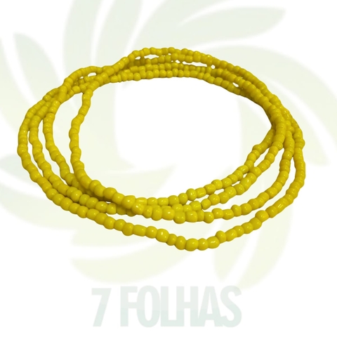 Guia Fio de Conta Amarela 7 Folhas enrolada – miçangas leitosa, proteção espiritual e prosperidade