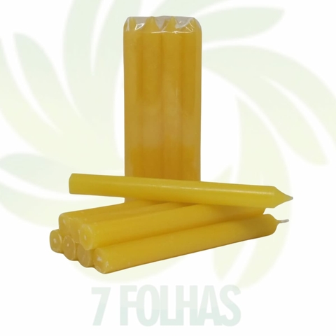 Maço de vela amarela 18cm com 8 unidades, marca 7 Folhas para prosperidade e alegria espiritual