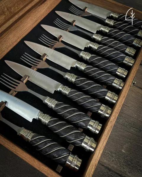 Juego para comensales madera y alpaca imperial - comprar online