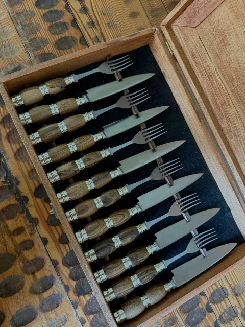 Juego para Comensales Madera & Alpaca 3 Anillos - comprar online